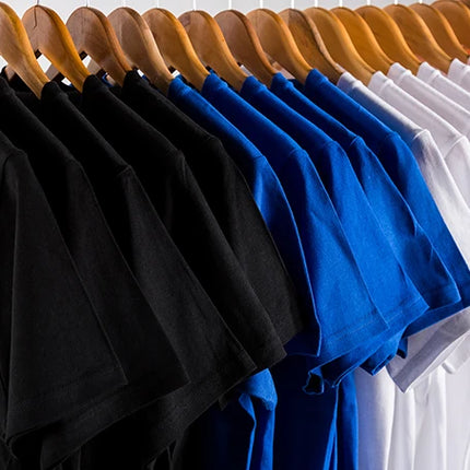 500/300g Heavy-duty White Pure Cotton T-shirt Thickened Ribbed Round Neck Short Sleeves Double-stitched Half Sleeve Tees