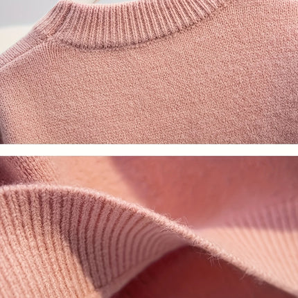 Girls' Thick Sweater, New Stylish Design, Fashionable Mesh Patchwork Pullover Knit Top, Trendy Base Layer