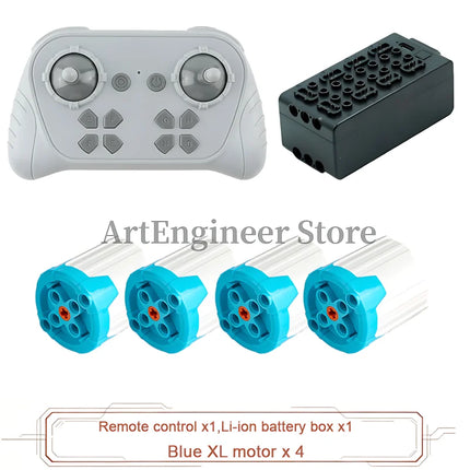 Blue Upgraded Motor M/L/XL Power Functions Building Blocks Programmable 8 Way APP Remote Control For Technical Car Modify