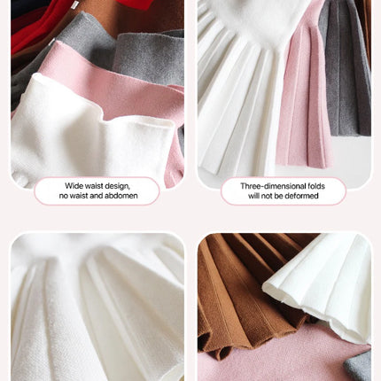 1pc Girls' Knit Skirt, Baby Autumn Winter Princess Pleated Skirts, Children's Student High Waist Mini Tutu Skirts, Kids Solid Dress
