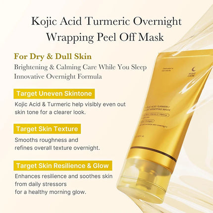 Kojic Acid Wrapping Face Mask Overnight Peel Off Facial Mask With Turmeric Vitamin C For Brighten Defends Korean Skin Care