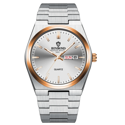 BINBOND  Luxury Men Quartz Watch Waterproof Date Week Luminous Wristwatch Stainless Steel Men's Watches Male Clock Sports Reloj