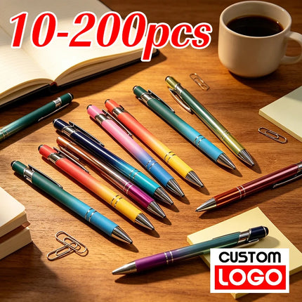 10-200Pcs Touch Screen Ballpoint Pen Gradient Color Aluminum Rod Pen Wholesale Text Name Metal Advertising Pen Engraving Logo