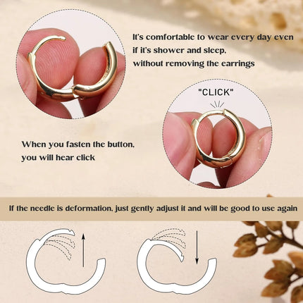 3Pairs Hoop Earrings Set for Women Gold Silver Plated Earring Hypoallergenic Small Huggie Hoops Lightweight Hoop Earrings Stack