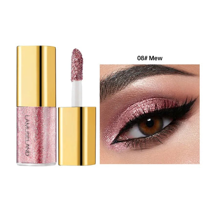 8 Colors Pearlescent Liquid Eyeshadow Fine Shimmer Highlight Glitter Eye Shadow High Shine Long-Lasting & Smudge-Proof Makeup