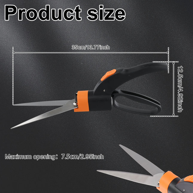 Grass Shears Hedge Shears Grass Cutter 360-Degree Swivel Blade Plant Cutting Scissors Stainless Steel Gardening Shears Plant