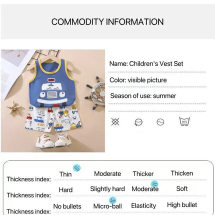 1 Set Summer Cotton Children Sets Kids Clothes Boys Girls Vest Suit Children's Clothing Baby T-Shirts Shorts Tank Top Sleeveless