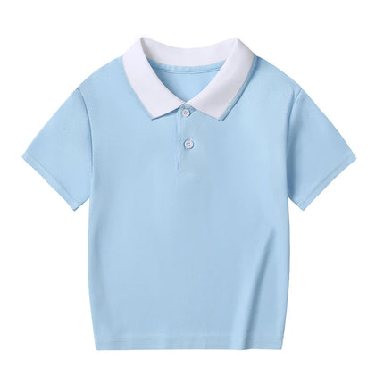 2/1 Piece Children's Summer Color Matching Lapel POLO Shirt Boy Casual Handsome Basic Short-sleeved Girl Joker Sweet Tennis Top