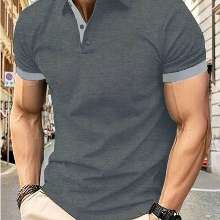 Men's Summer Fashion Simple Stripe Printed Comfortable Breathable Polo Shirt Outdoor Urban Casual Top