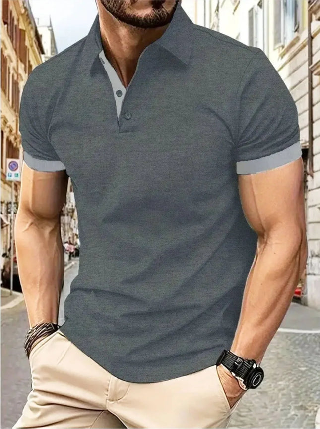 Men's Summer Fashion Simple Stripe Printed Comfortable Breathable Polo Shirt Outdoor Urban Casual Top