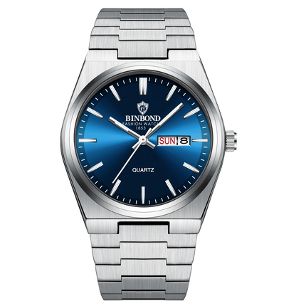 BINBOND  Luxury Men Quartz Watch Waterproof Date Week Luminous Wristwatch Stainless Steel Men's Watches Male Clock Sports Reloj