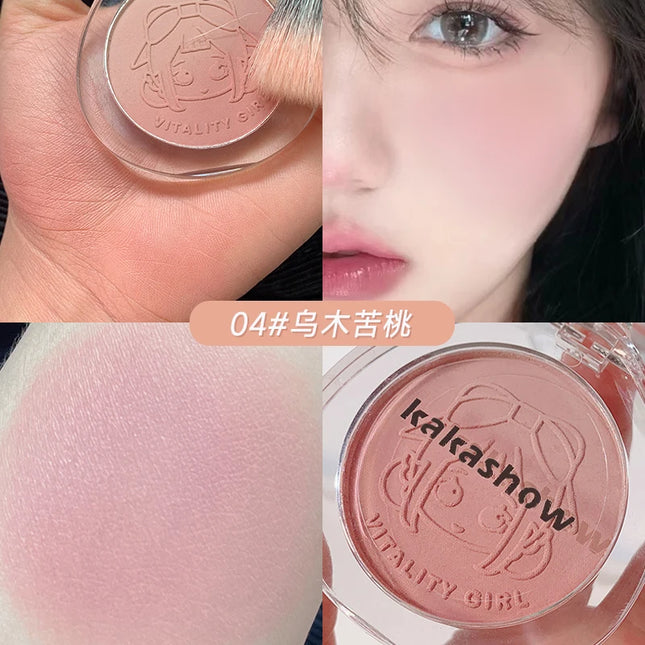 Kakashow Dual gradient blush highlights natural nude makeup brightening cheeks purple blue female niche brand