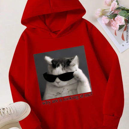 Autumn/Winter cat women's Hooded Sweatshirt Warm & Stylish with Print Design Fashion Casual HipHop Sweatshirt Harajuku Unisex