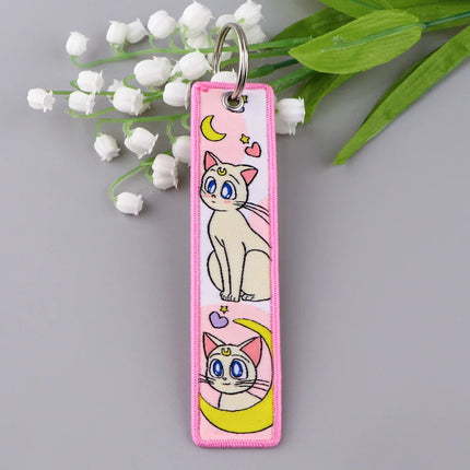 Sailor Moon Keychain Usagi Anime Embroidery Key Tag Motorcycles Cars Backpack Chaveiro Keychain Fashion Key Ring Friends Gift