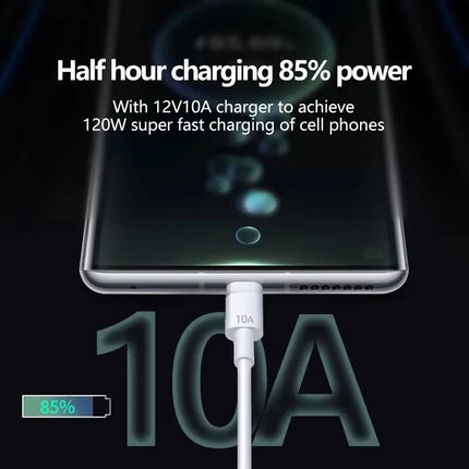 1/2/3Pcs 10A Cable 120W Super Fast Charging USB to Type C Cable For Android Highspeed Data Transfer For Xiaomi Redmi 2M Cable