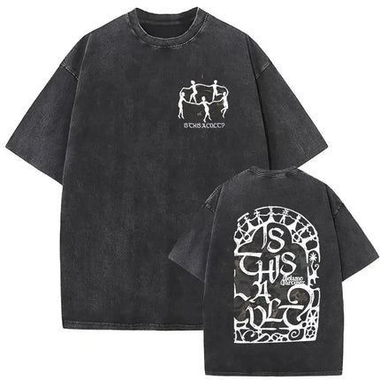 Washed Oversized T-shirt Melanie Martinez Heads Album Men Women Short Sleeve Harajuku Fashion Short Sleeve T-shirt Streetwear