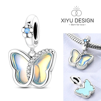 925 Sterling Silver Blue Ocean Series Beaded Charms  Pendant Fit for The Brand's DIY Bracelet Women Jewelry Girlfriend Gifts