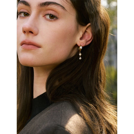 Yhpup High Quality Stainless Steel Shiny Cubic Zirconia Drop Earrings Gold Platinum PVD Plated Delicate Chic Jewelry Recommend
