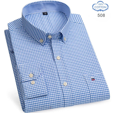 2026 New IN Shirt  Designer Clothes 100% Pure Cotton Oxford Shirts for Men Long Sleeve  Plaid Shirt Striped Male BusinessTartan