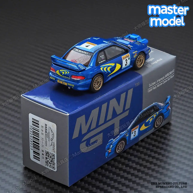 MINI GT 1:64 Subaru Impreza WRC Rally Car 1998 Monte-Carlo 3rd Place No 3 Blue Diecast Collectible Model Car for Car Enthusiasts