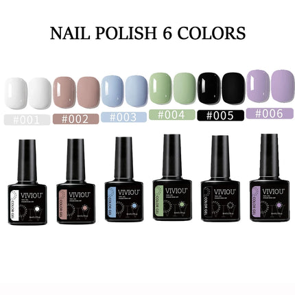 VIVIOU 12Solid Color Nail Polish Phototherapy Glue Set Professional Nail Shop Special Kit Nail Art Semi Permanent UV LED Gel Kit