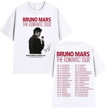 Bruno Mars The Romantic Tour T shirt for Men Women Hiphop Streetwear Oversized Tops 100% Cotton T-Shirt BM5