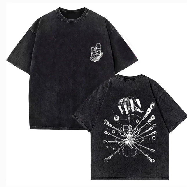 Kurapika Hunter X Hunter Graphic T-shirt Men's Clothing Anime Short Sleeve Tee Tops Vintage Washed 2026 Summer Cotton T Shirt