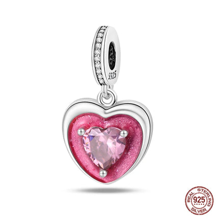 100% 925 Sterling Silver Fashion Pink Princess Skirt Bag Lipstick Charms Beads Fit Qikaola Original Bracelets DIY Jewelry Gifts