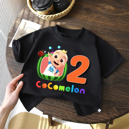 Cocomelons Kids Birthday Number 1-10 T-shirts Cartoon Anime Boys Girls Tees Short Sleeves Printed Children Tops Summer Clothes