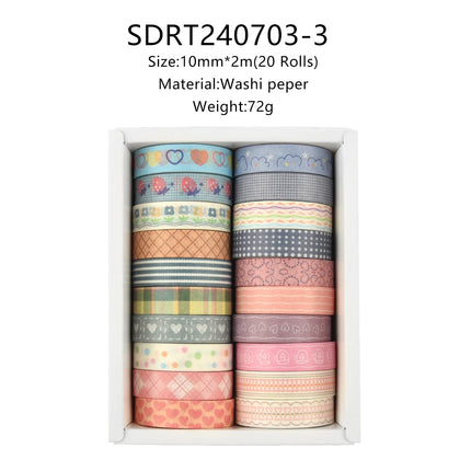 20 Rolls Skinny Washi Tape Scrapbooking School Supplies Basic Slim Decorative Adhesive Tape Stationery Decoration Masking Tape