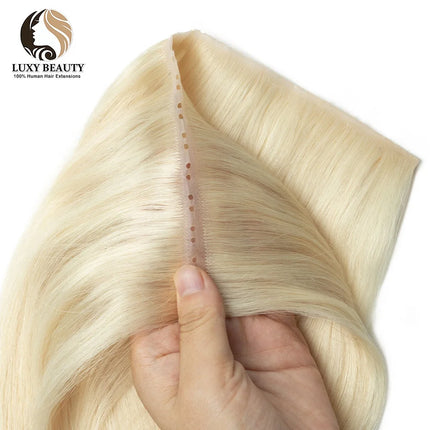 Blonde injected Hole Weft Human Hair Extensions Straight Twin Tab Butterfly Weft Natural Invisible Brown Hole Weft Extensions