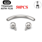 50PCS Silver Color 1 / China Mainland / 1.2x8x3x3mm