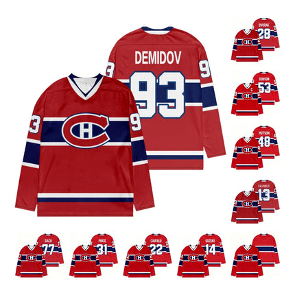 Merch Montreal Canadiens Team Hockey Jersey V-Neck Long Sleeve Athletic Sweatshirt Women Men Player Cosplay Top Shirts