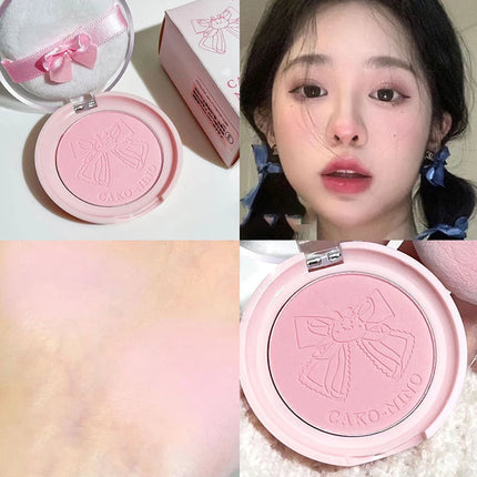 Wish Bow Cute Blusher Lasting Not Easy to Fly Powder Pink Blush Face Brighten Shading Rouge Rubor Korean Dupes Makeup Cosmetics