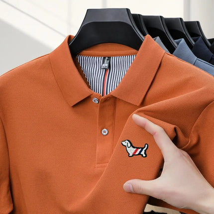 100% pure cotton summer 2025 men's new Polo T-shirt classic version comfortable breathable short sleeve premium embroidered top