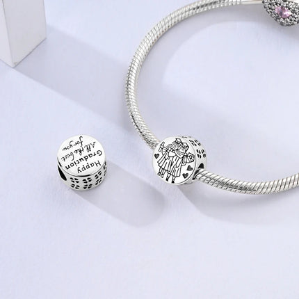 925 Silver Color Star Moon Heart Safety Chain CZ Beads Angle Wing Pendant Fit Bangle Charms Bracelet DIY Women Original Jewelry
