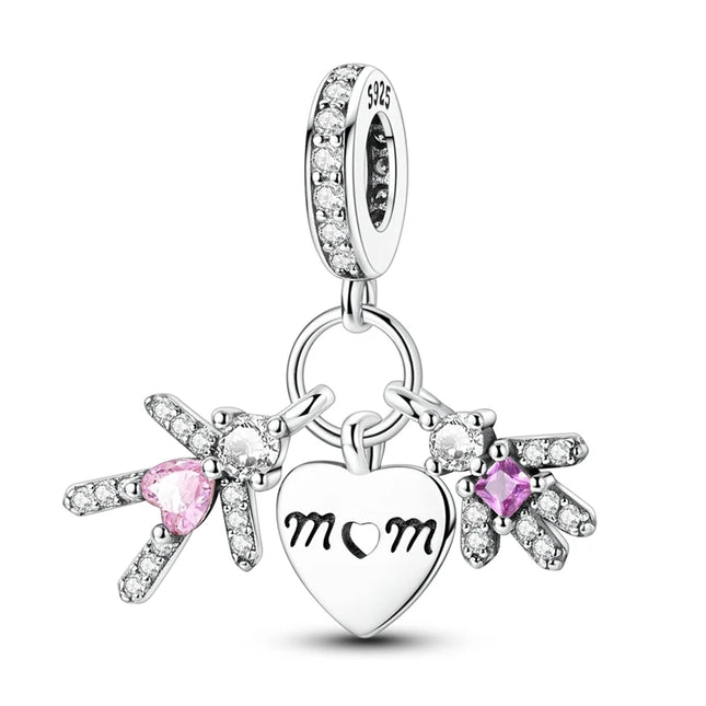 925 Sterling Silver Purple Series Butterfly Aries Gemini Safety Chains Fit Original Bracelet DIY Jewelry Making Gift For Women