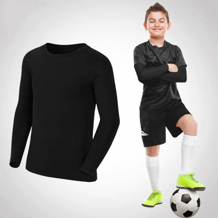 Kids Children Boy Girl Compression Running Long T Shirt Fitness Sport Basketball Football Gym Sportswear Soccer Clothes 25