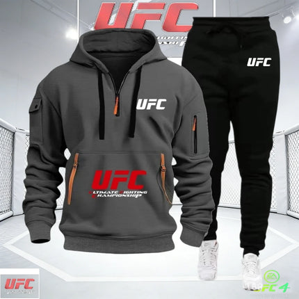 2026 New UFC Combat Cap Sport Shirt + Two-Piece Long Pants Fall/Winter Fashion Casual Outdoor Warmth and Protection Shirt - Fast