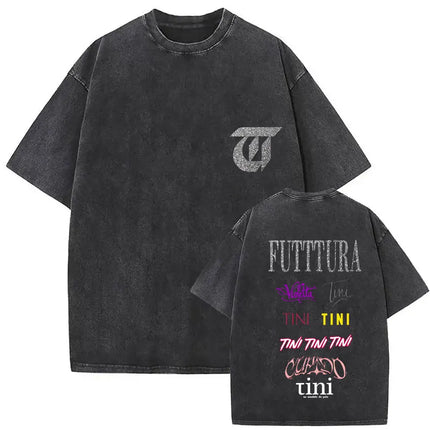 Singer Tini Stoessel Futtura Album 2025 Graphic T Shirts Men Women Fashion Casual Washed Vintage T-shirt Fans Gift Streetwear