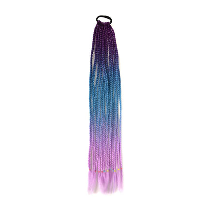 Braided Ponytail Extension Synthetic Colorful Hair Extension For Women 24inch Rainbow Hair Braids Extensions