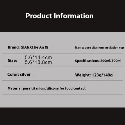 Pure Titanium Insulated Cup Men And Women'S Water Cup Portable Tea Cup Tea Water Separation Titanium Cup Cold Insulation Bottle