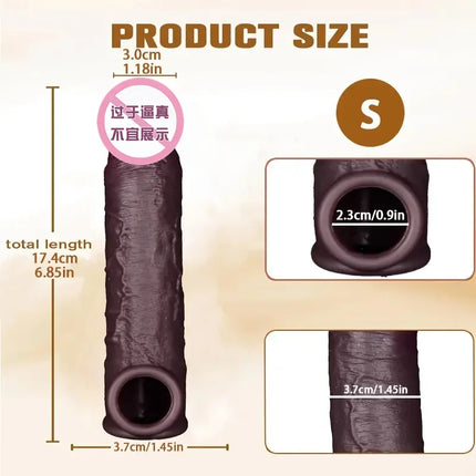 Reusable Enlarger Soft Realistic Penis Sleeve Big Growth Real Silicone Dick Delayed Ejection Extend Cock Condom Sex Toys For Man