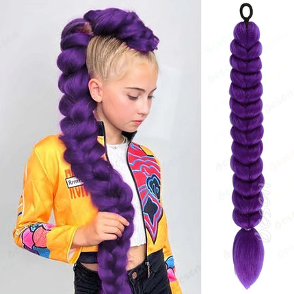 Synthetic Purple|Black|Brown|Pink Braids Ponytail Hair Extensions Long Ponytail for Kids Girls Halloween Cosplay Daily,Rumi Hair