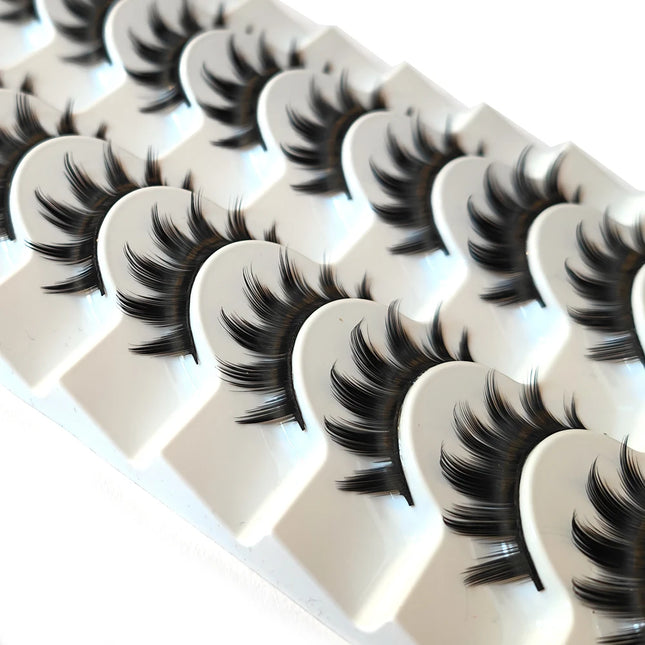 10 Pairs Makeup False Eyelashes 3D Thick Dramatic Looking Faux Mink Eye Lashes Long Handmade Eyelash Cosmetics Tools