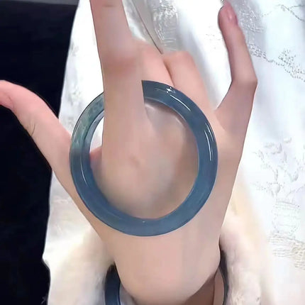 Devil Ice Blue Sea Blue Imitation Jade Glass Bangle Popular for Women High Beauty Bracelet Elegant Jewelry Gift