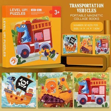 Magnetic Puzzles Games for Kids Busy Quiet Cartoon Animals Jigsaw Book Montessori Baby Educational Toys Children's Early Gifts