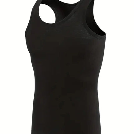 Men's Vest Black 5-Piece Breathable Quick-Drying Polyester Fiber Sports Vest Suitable for Gym Running and Training Casual Pure C
