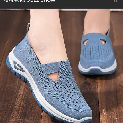 2025 New Mesh Women Vulcanized Shoes High Quality Women Sneakers Slip On Flats Shoes Women Loafers Plus Size 42 Walking Flat