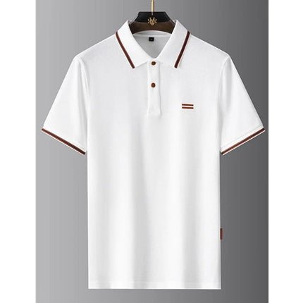 Luxury Brand Men's T-shirt designer Business Loose Fit Turn Down Collar Short Sleeve Polo Shirt Soft Solid Tops Tees Men T-shirt